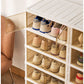 MHome 12-Compartment Folding Shoe Storage Cabinet – Transparent Plastic Organizer with Wheels