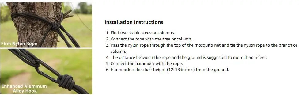 MHome Portable Camping Hammock With Mosquito Net - Military Green