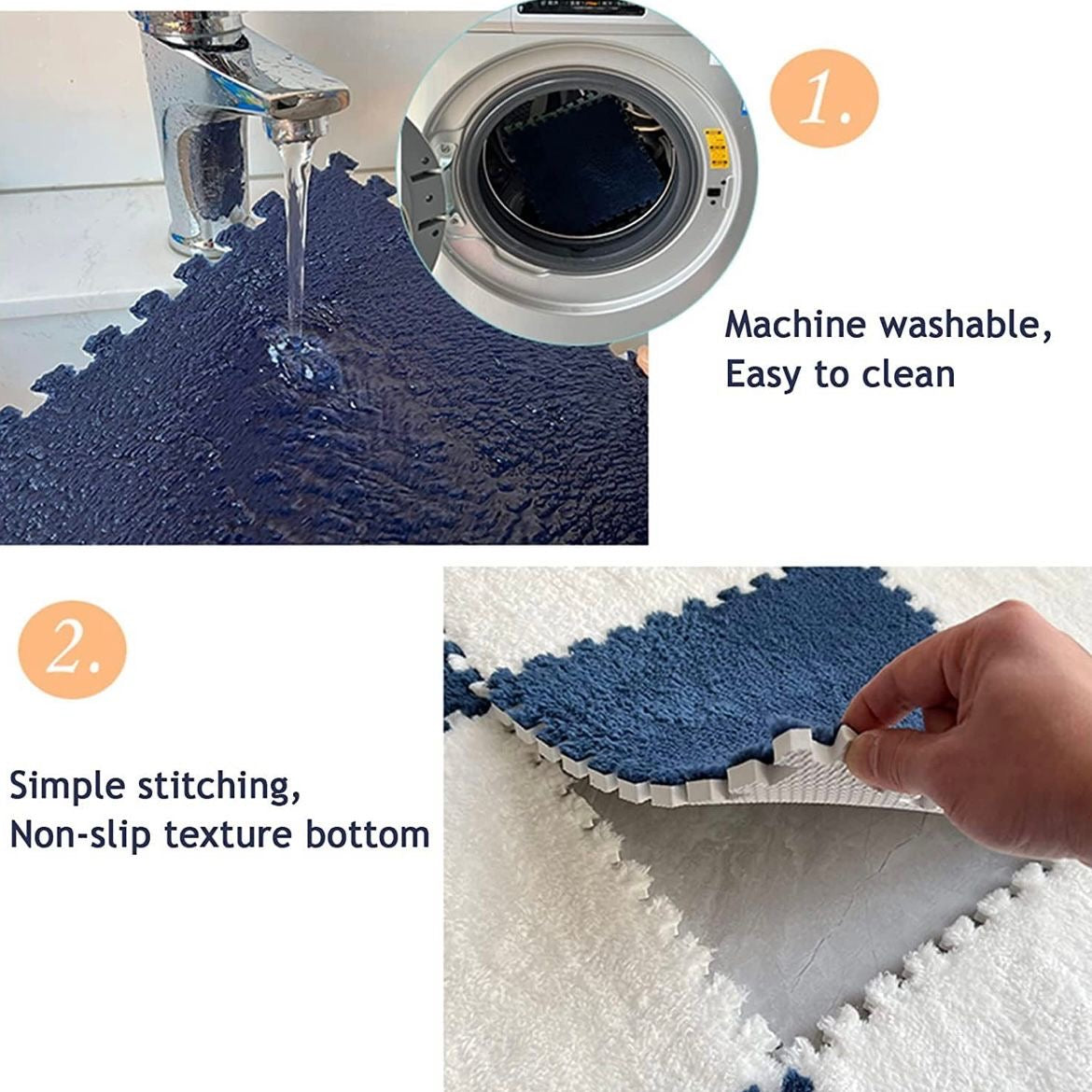 Nordic Floor Mat Splicing Carpet Plush Velvet Bedroom Rooms Children Girls Pink Mat Puzzle Plush Mats 10pc Pack
