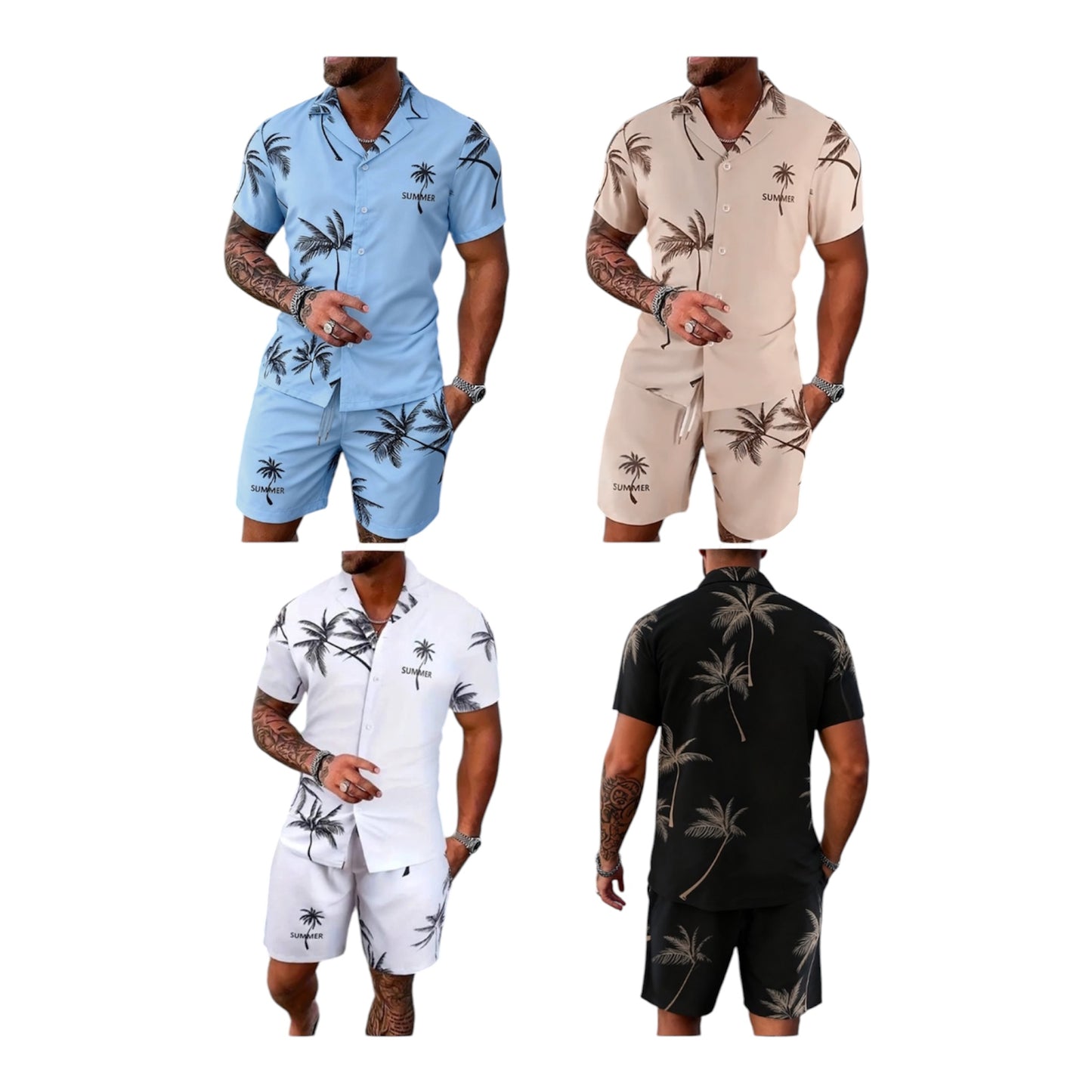 Men’s Summer Casual Short/Shirt Combo 2pc-Various Colours