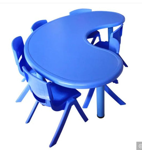 MFurn Preschool Kindergarten Moon Shap Classroom Studying Table with 6 Chairs for Students-Various Colours Only Available On Pre-Order!