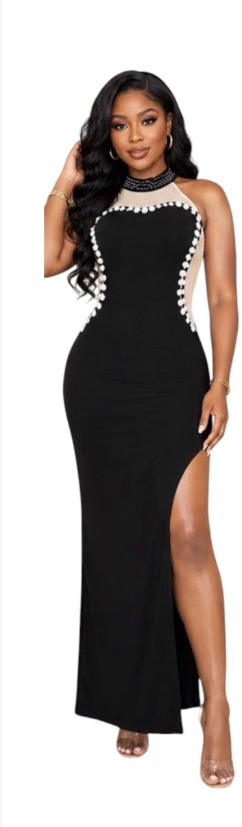 Ladies Maxi Evening Dress with Stones and Rhinestones-Various Options