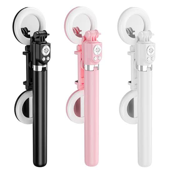MTech Extendable Selfie Stick with Tik Tok Rechargeable Wireless Remote ,Tripod Stand and Double lamp