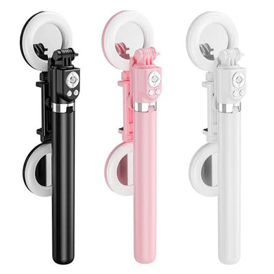 MTech Extendable Selfie Stick with Tik Tok Rechargeable Wireless Remote ,Tripod Stand and Double lamp