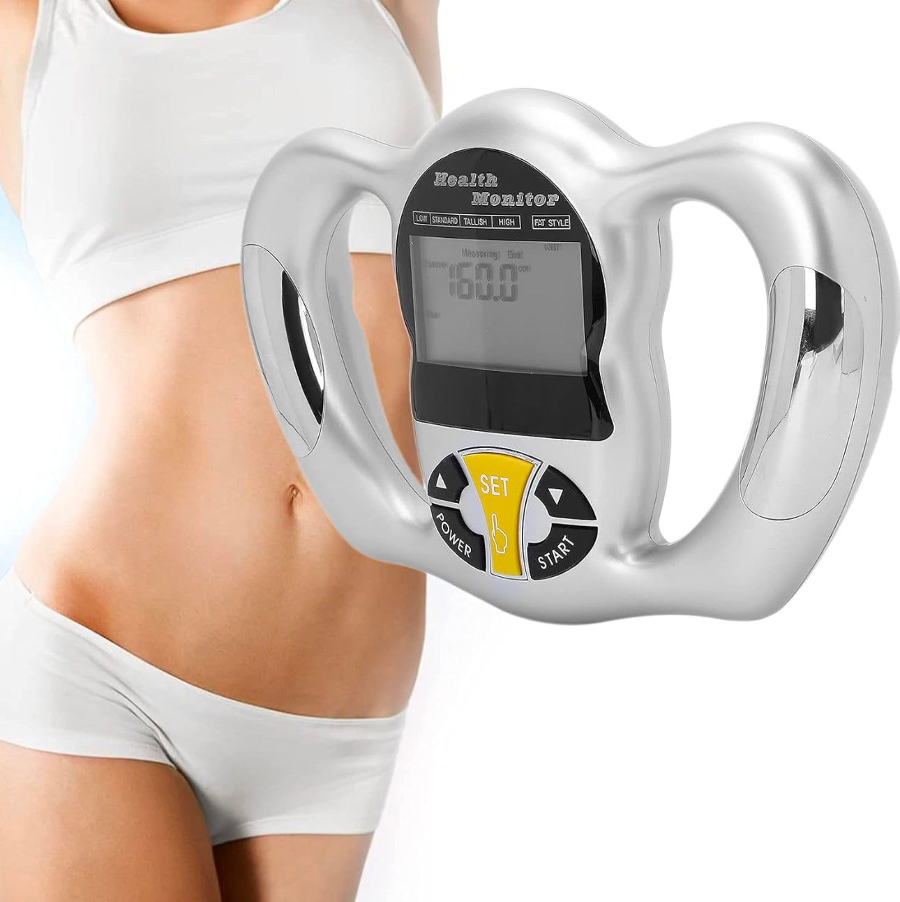Handheld Body Fat Tester, Body Composition Smart Scale Analyzer, Body Fat Measuring Instrument BMI Meter, Tracks Heart Health, Vascular Age, BMI, Fat, Muscle & Bone Mass, Water