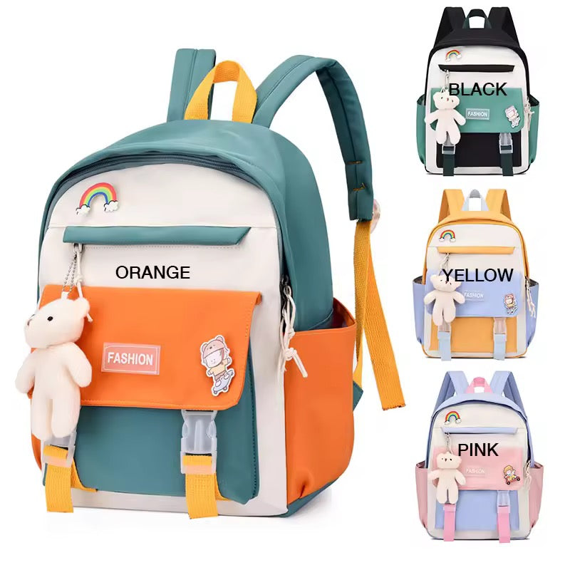 New Student Backpack School Student Solid Color Casual Large Capacity Computer Backpack-Various Colours