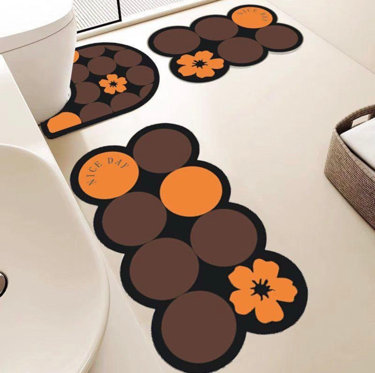 MHome 3D Rubber Toilet Mat Set 3pc-Various Colours