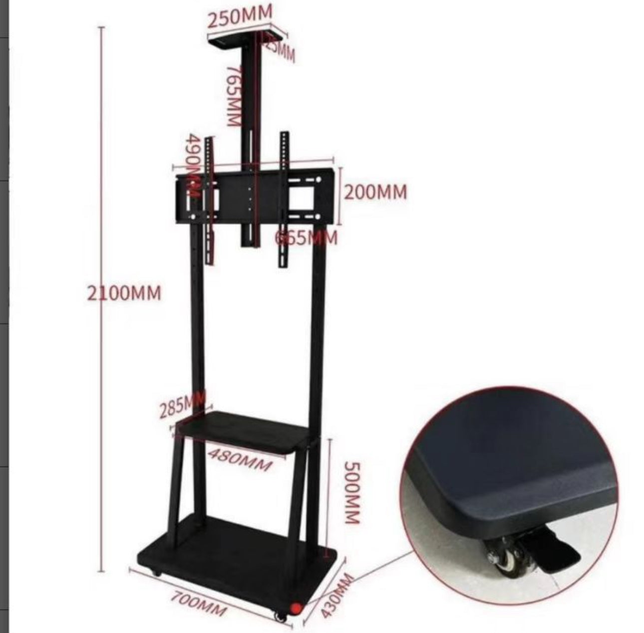 MTECH Mobile TV Cart Free Standing TV Stand 42-90 Inch