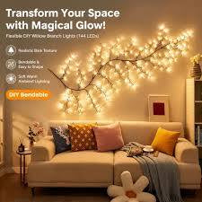 Christmas Willow Vine Lights with Remote for Wall,LED Enchanted Vines Light Diy White Birch Tree Light for Room and Home Decor - Flexible Lighted Branches Light for Halloween & Christmas Decorations-Various Options