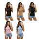 Ladies Pearl Embellished Short Sleeve Tops-Various Colours