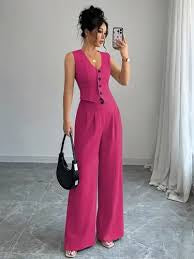 Women’s Elegant 2pc Pant/Vest - Various Colours