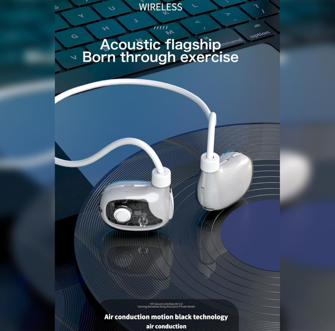 Wireless Ear Clip Bone Conduction Headphones - Open Ear Wireless Headphones With MIC - Sweat Resistant Headset, Ultra-Light On-Ear Headphones For Workouts, Running, Cycling, Business