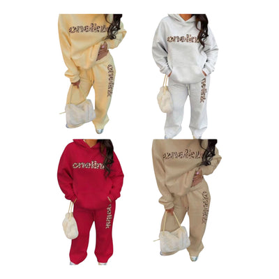 Ladies Oversized Fleece Hoodie Tracksuit-Various Colours