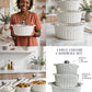 MHome 3 Piece Ceramic Casserole Pot Set With Tempered Glass Lids