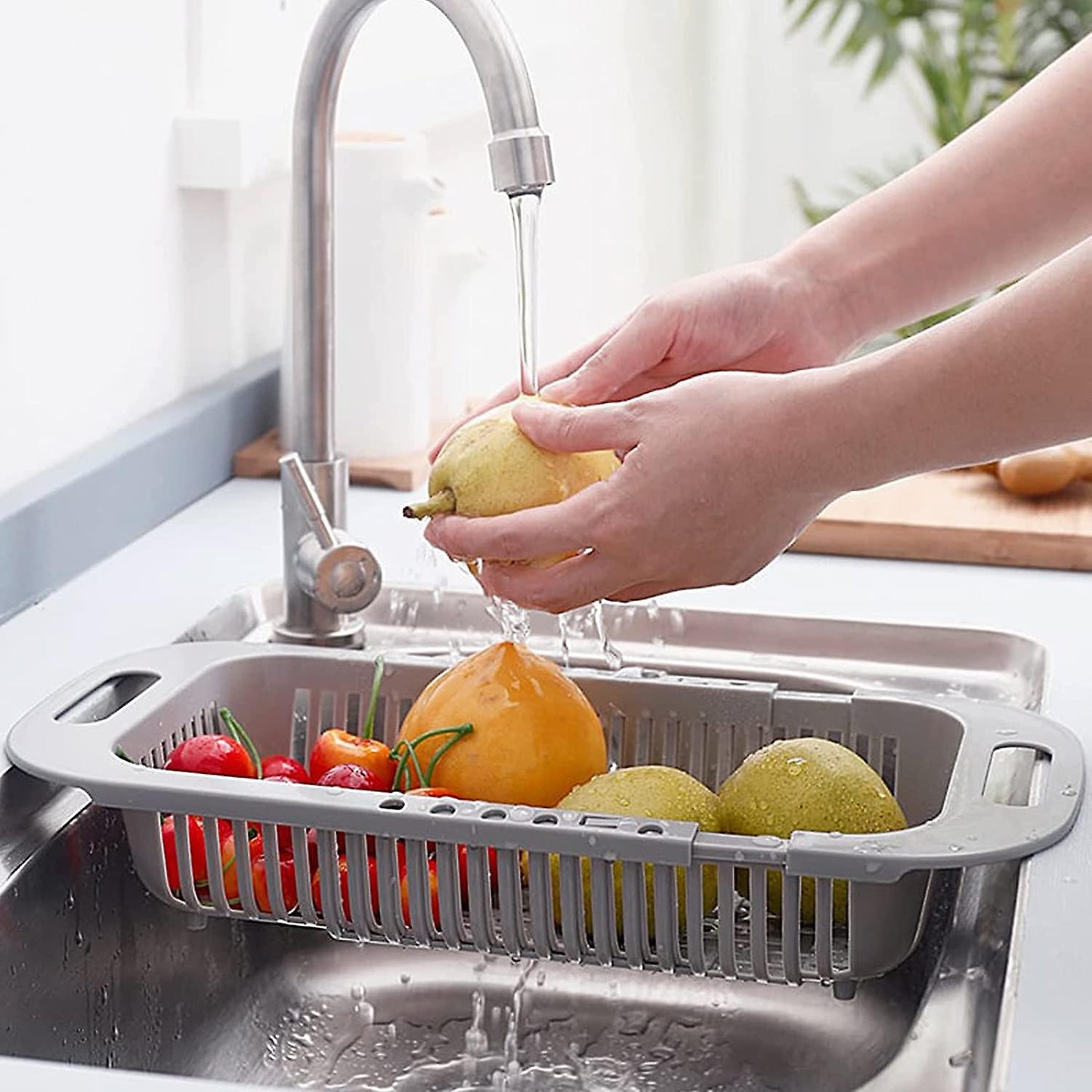 Telescopic Sink Drain Basket, Length Adjustable Sink Holder Sink Organizer,drainer Net Basket For Kitchen.