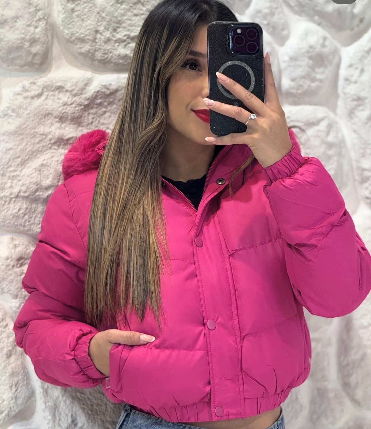 Ladies Hooded Cropped Puffer Jacket-Various Colours