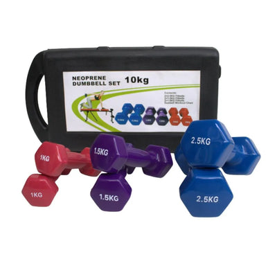 Pro-Sportz 10kg Hexagonal Dumbbell Set + Carrying Case