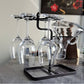 MHome Wine Glass Hanging Rack with 6 Hooks, Metal Iron Free Standing Wine & Wine Decanter Holder Black Only.
