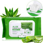 ALOE Soft Cotton Wet Wipes Facial Cleansing Towel, Mild, Moisturizing, Emollient, Non-woven Makeup Cotton Pads Lint Free Face Eye Lip Nail Polish Remover Cosmetic Pads, 30pc/bag