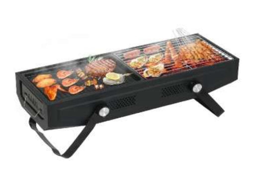 MHome Portable Folding Stainless Steel Charcoal Grill with BBQ Tool Kit