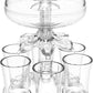 Drink Dispenser with 6 Shot Glasses and Holder Set,Shot Glass Dispenser with 2 Lighting Effects,PlexiglassTouchless Shot Pourer for Beverage, Liquor, and Cocktai, Home Bar Accessories