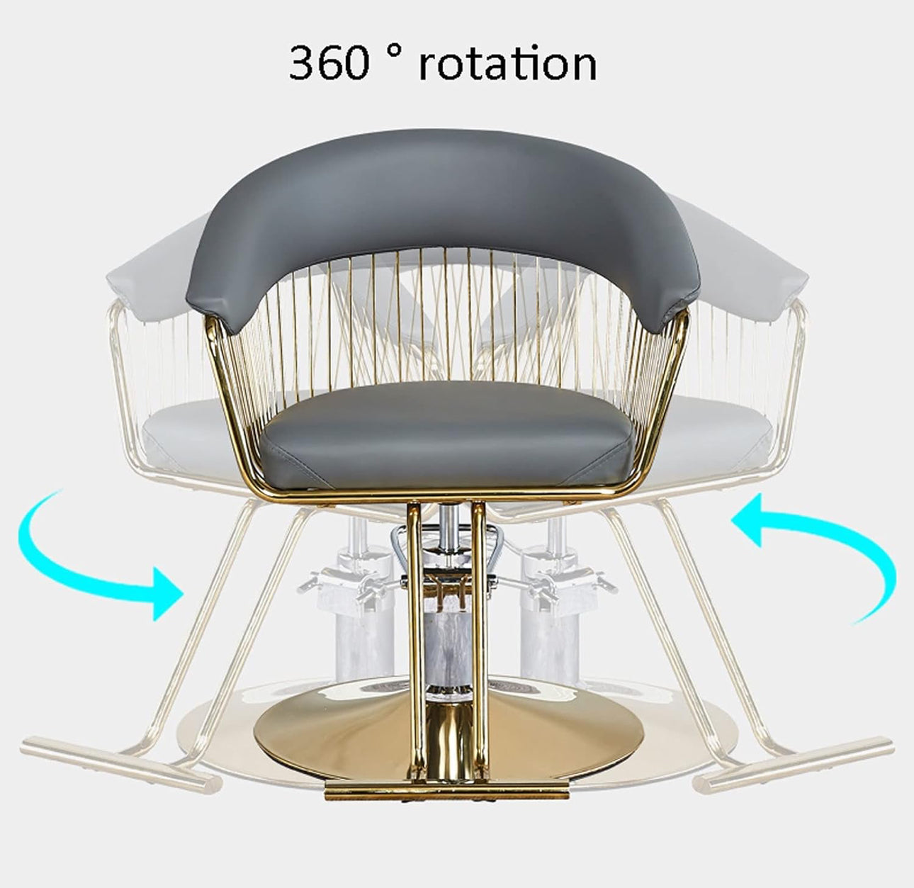 Styling Salon Chair With Footrest Black/Gold or Grey