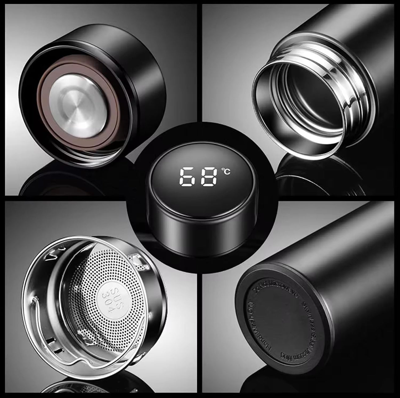 Smart Vacuum Insulated Temperature Thermos Water Bottle with LED Temperature Display | Double Insulation | 500 Ml| Hot and Cold for 12Hr