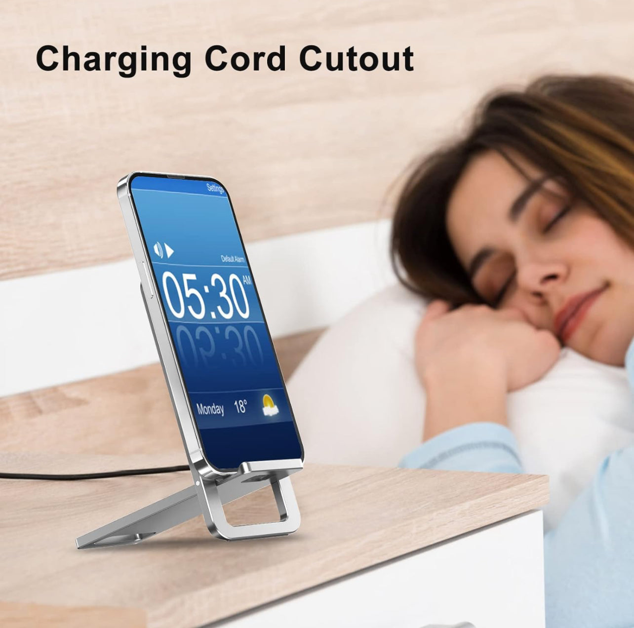 Portable Folding Phone Stand, Aluminum Desk Mobile Phone Stand, Lightweight Phone Bracket for Travel, Foldable Cell Phone Stand, Compatible with iPhone, iPad, All Android Smartphone | Silver