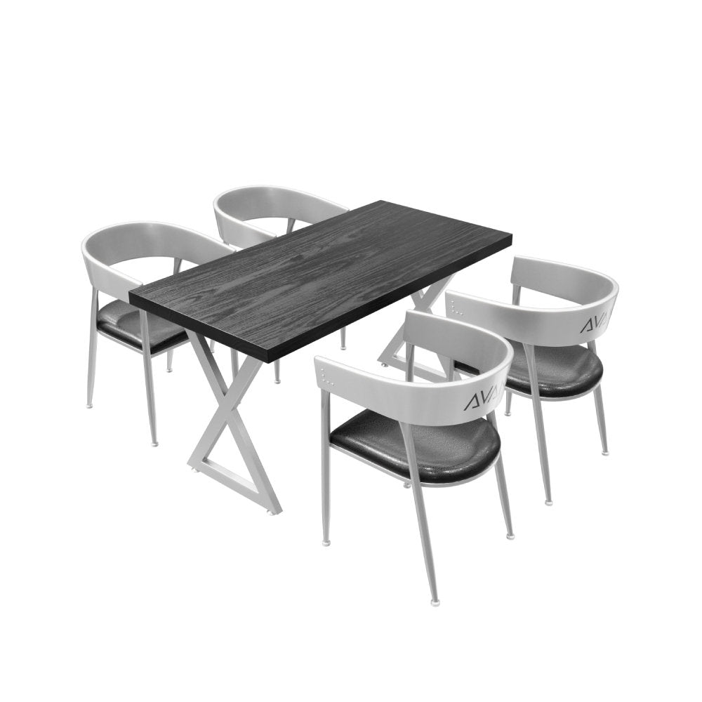 MFurn Monda 4 - Person Solid Industrial Wood Top Double Pedestal Dining Set-Various Colours Available. Only Available On Pre-Order