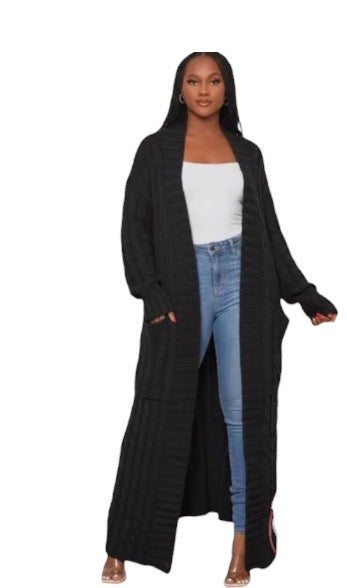 Ladies Long Knitted Cardigan-Various Colours