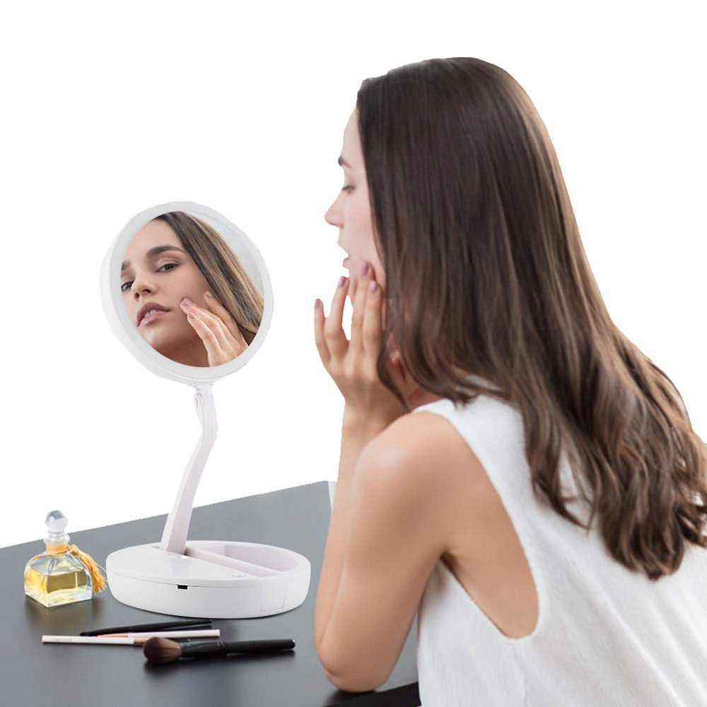 Foldable Double-sided LED Illuminated Cosmetic Mirror