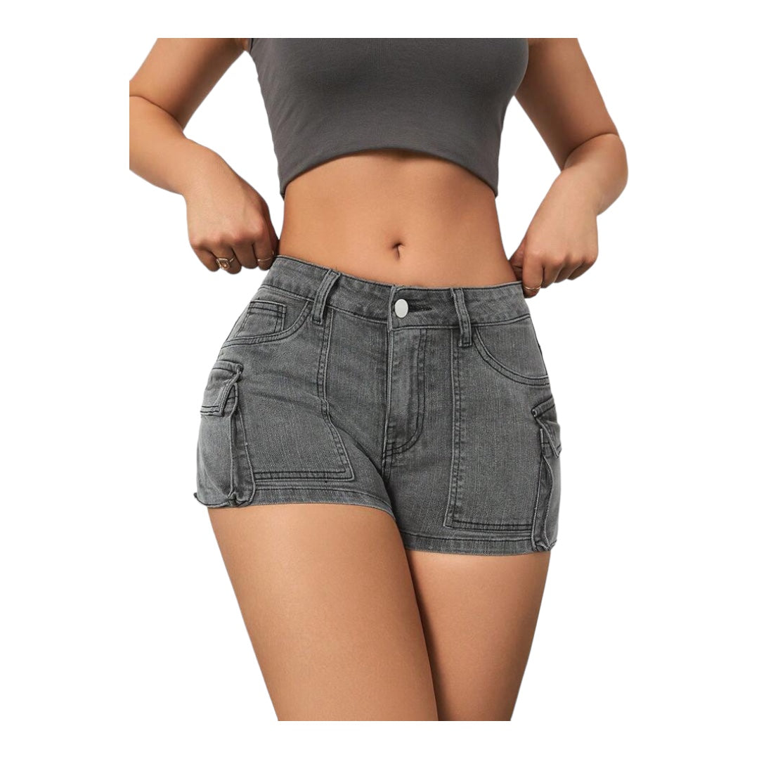 Ladies Sexy Denim Shorts Grey