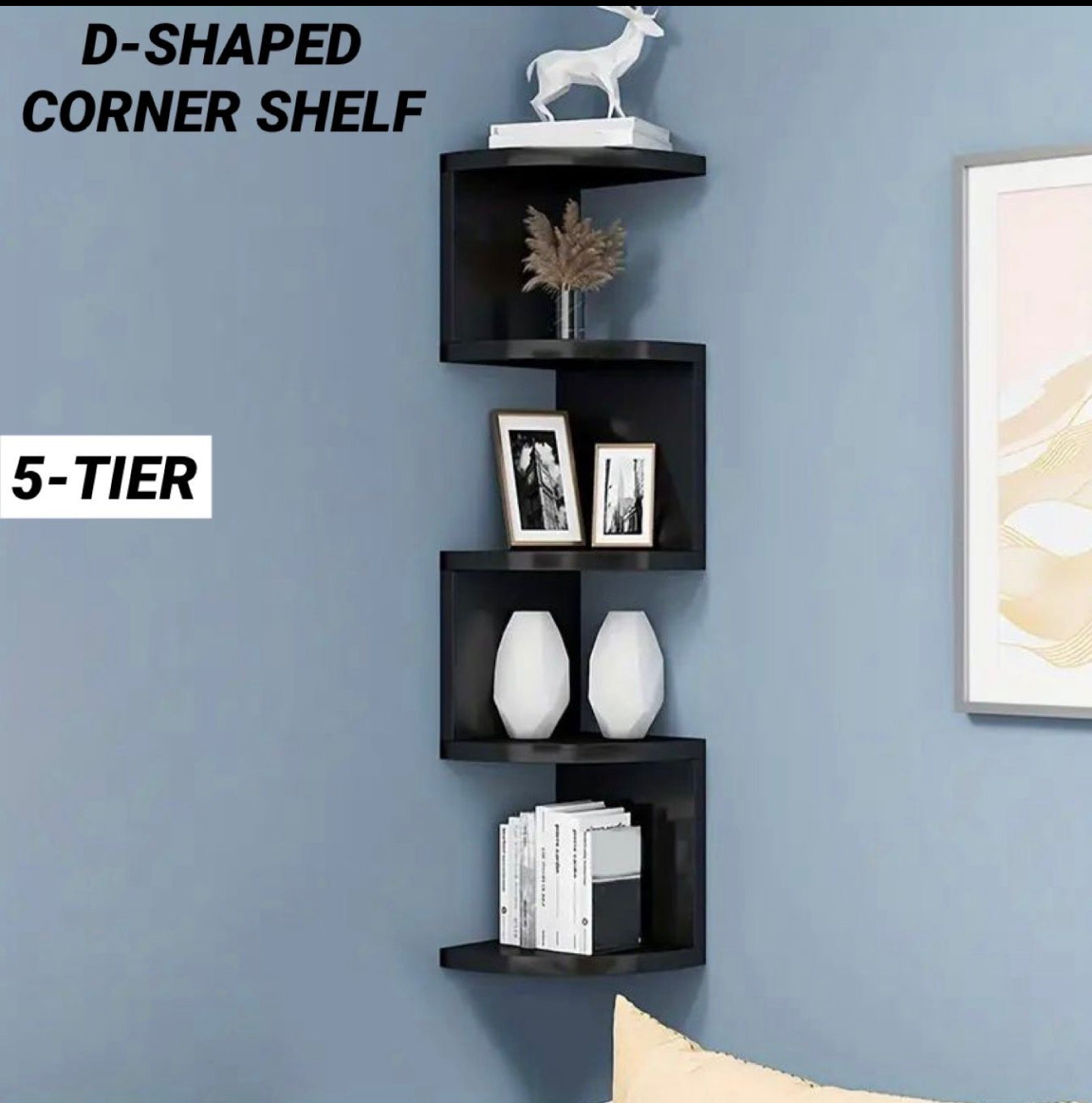 Corner Book Shelf D-Shaped