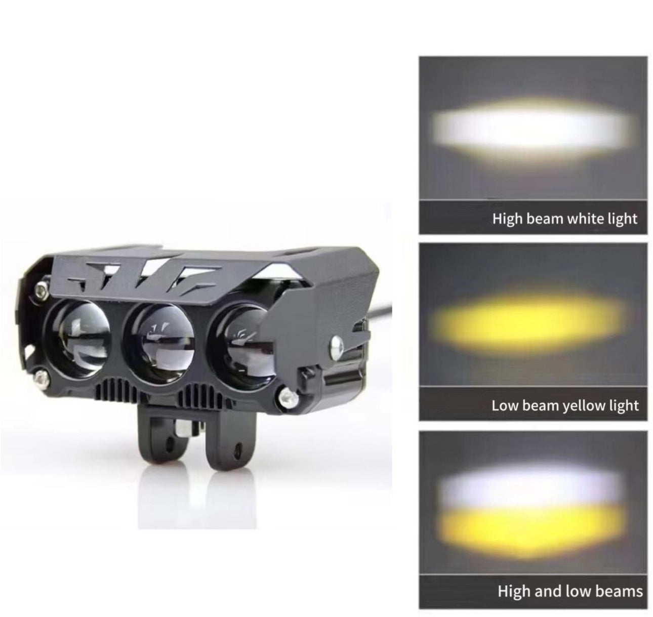 Motorcycle LED Spotlights High And Low Beams Two-Color Lens Headlights