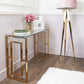 MFurn Gold Contemporary Clear Glass Console Display Table