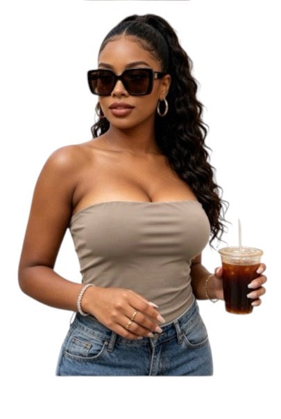 Ladies Strapless Bandeau Tube Tops-Various Colours