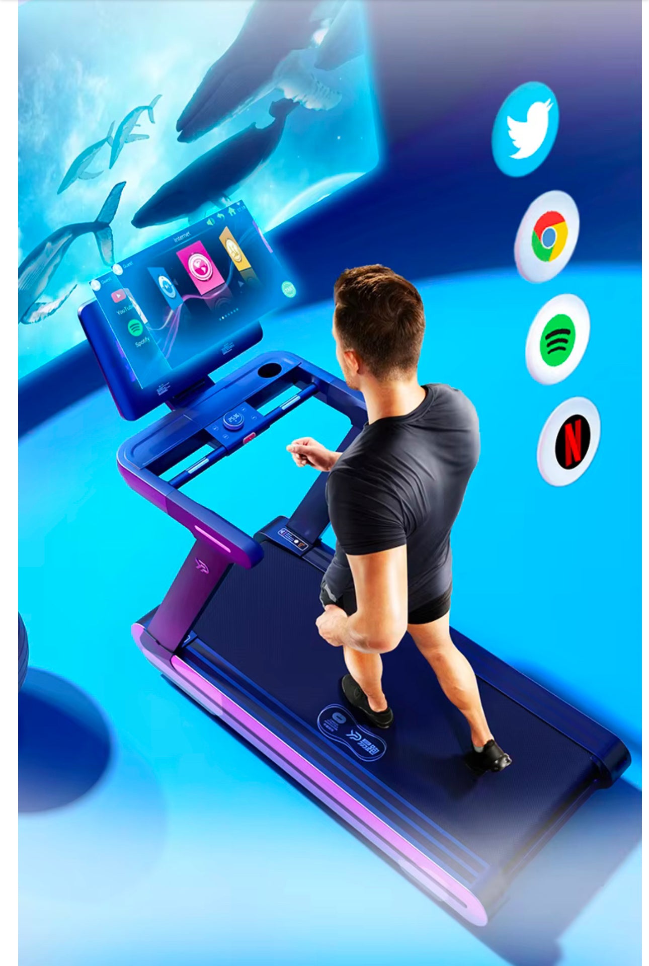 Pro-Sportz MX Commercial Treadmill 21.5” HD Touch Screen, Bluetooth, AC Motor, RF-Pro Suspension & Auto Incline For Premium Fitness
