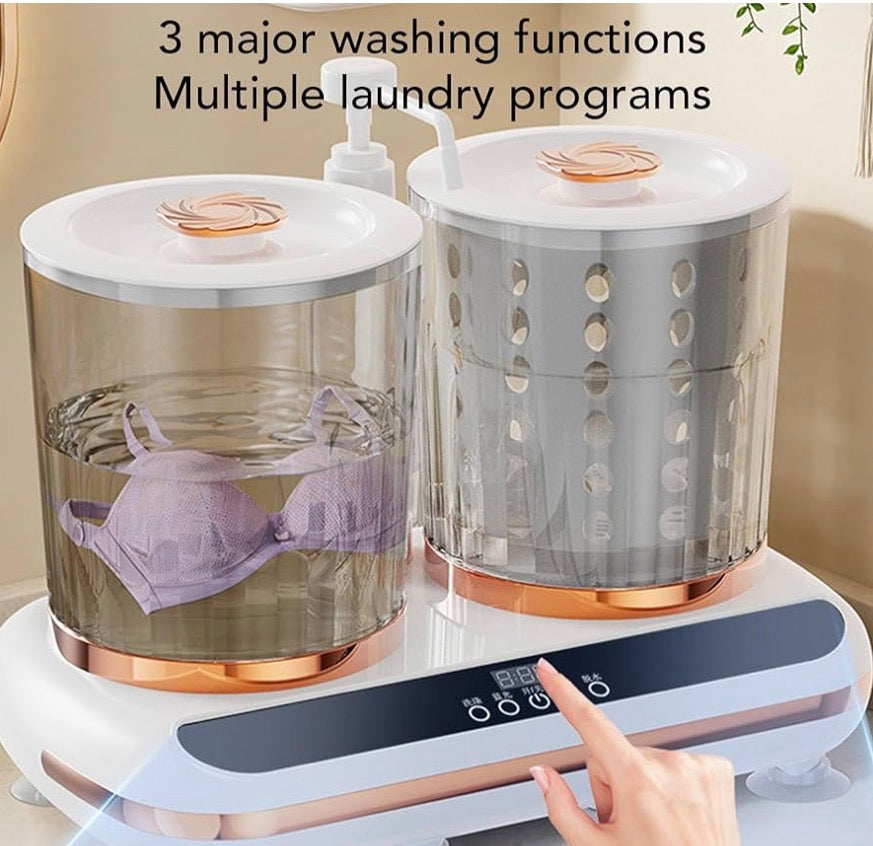 MTech Portable Washing Machine, Dual Tub Underwear Washer with Built in Drainage Pipe and Spin Dry for Travel Home Use