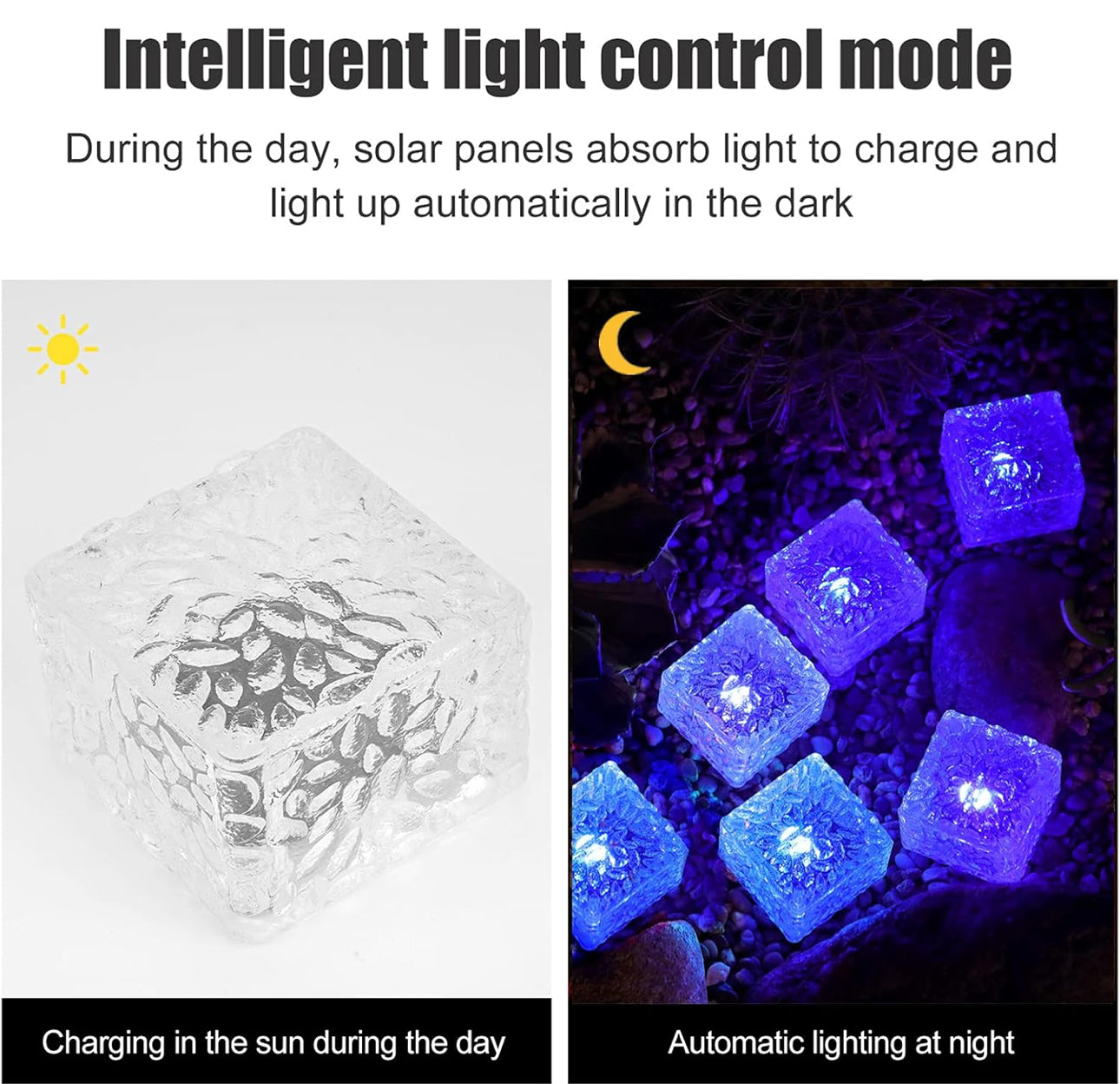 Solar Brick Lights - 6 Pack Solar Ice Cube Lights IP65-Waterproof Brick Light 4-LED Outdoor Brick Decor in Garden