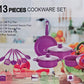 MHome Non-Stick Cookware 13pc Various Colour Options