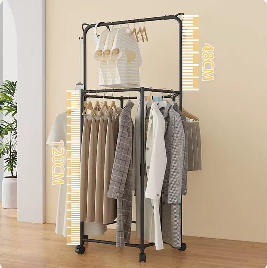 MHome Multifunctional Double Rotating Clothing Rack With Wheels