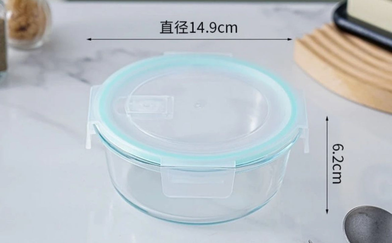 MHome Borosilicate Glass Food Storage Container With Air Vent Lid, Set of 3pc