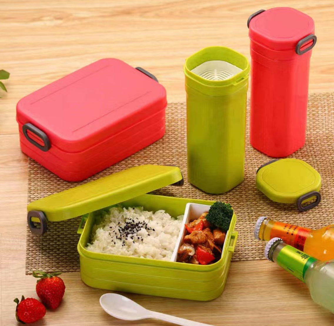 Kids Back To School 2 Compartment Lunch Box With Water Bottle
