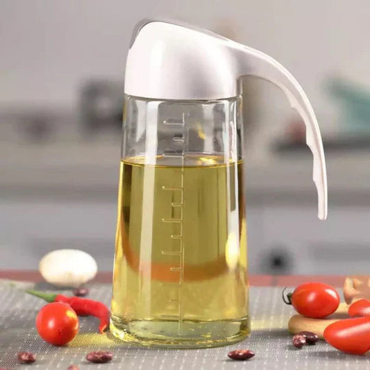Glass Oil Bottle Dispenser With Auto Flip Cap 650ml
