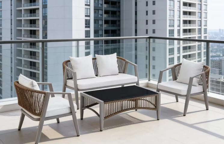 MFURN Pesci Woven Rope Style Outdoor Patio Set 4pc