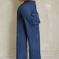 Women’s SEXY Casual Fit Casual Denim Wide Leg Pants With Pocket Design