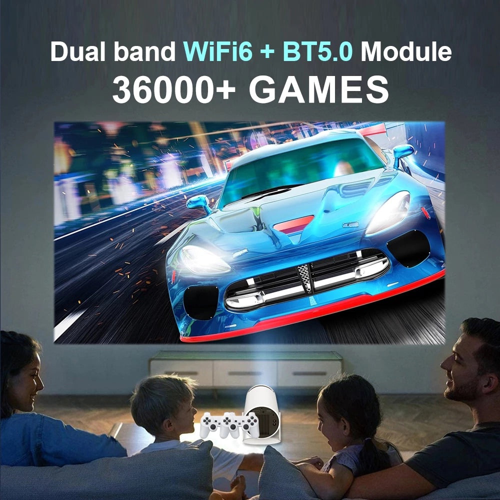 MAX Retro Video Game Console Android11 System Mini Portable Intelligent Projector 720p  Home Projector 64GB 30000 + Games AE-173