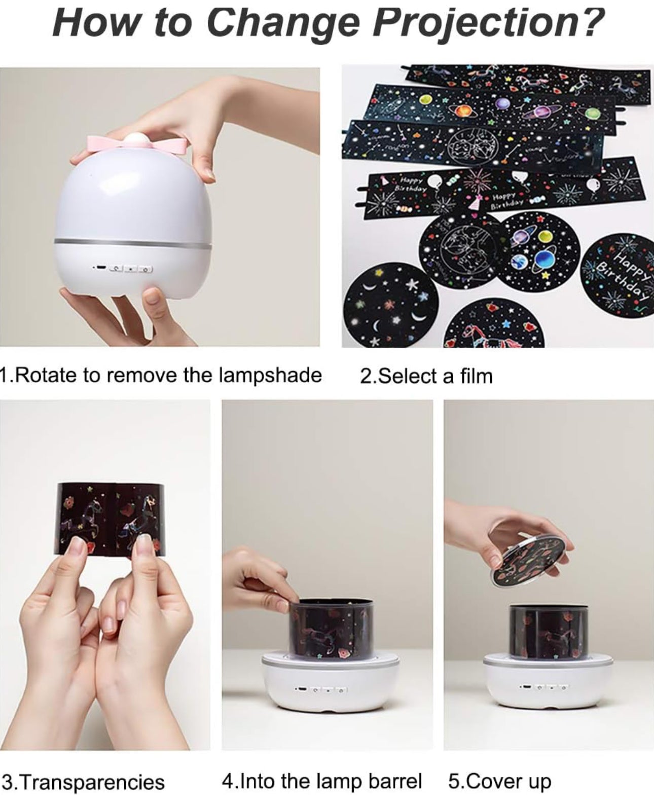 Night Light Projector,Howap Kids Star Night Light,360-Degree Rotating Colors Changing Desk Lamp with Built-in Song,Carousel,Space,Star,Sea,Birthday,Rose,6 Themes Projector lamp for Kids,Bedroom,Party