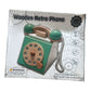 Kids Baby Wooden Pretend Retro Phone Toy Antique Dial Telephone Rotary Design