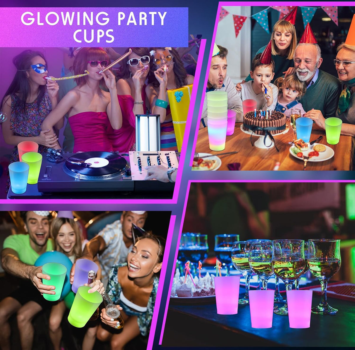 Glowing Cups for Indoor Outdoor Party Light up LED Cups Plastic Neon C ...